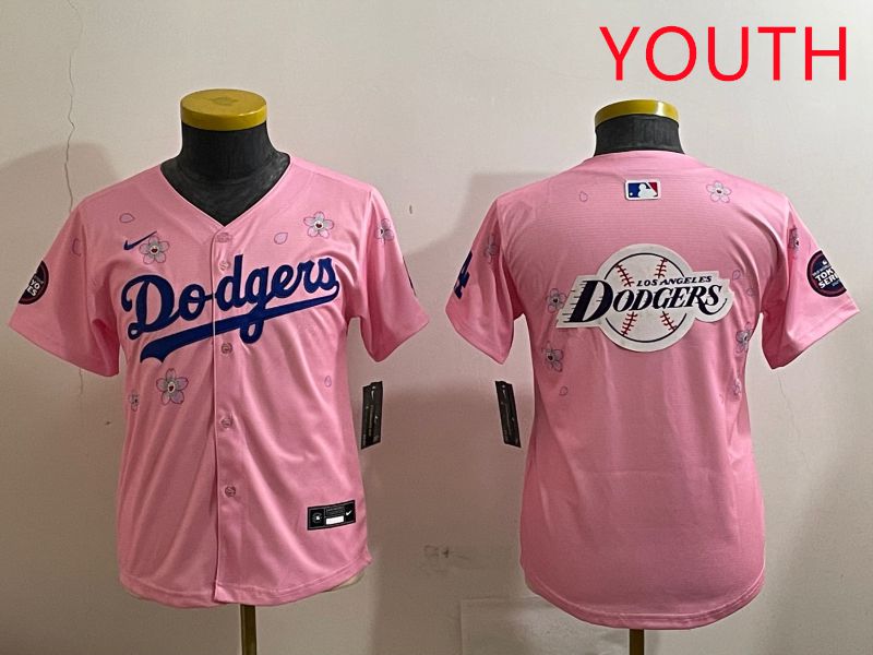 Youth Los Angeles Dodgers Blank Pink Sakura Edition 2025 Nike MLB Jersey style 25->youth mlb jersey->Youth Jersey